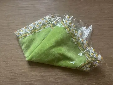 치카자와 레이스 손수건: 카모마일 옐로우 그린색