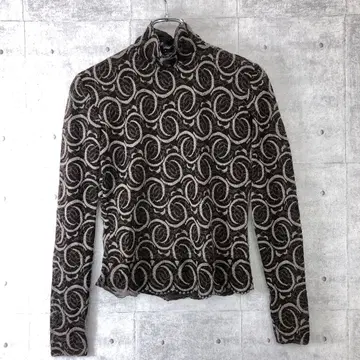 엘레강트 시크 프랑스제 구제 의류 기하학 자수 전체 레이스 긴팔 상의