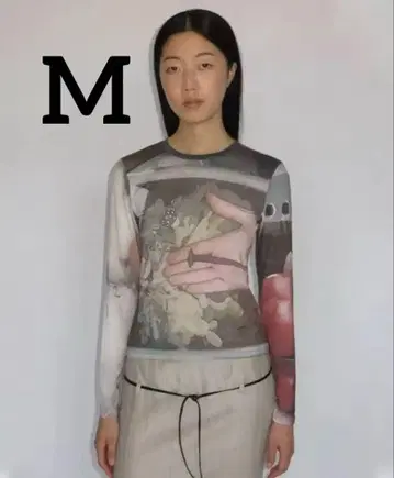 택 달린 새상품 팔로마울 아트 프린트 스킨 상의 M