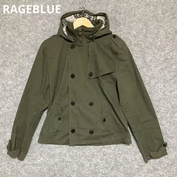 RAGEBLUE 올리브 더블 브레스트 밀리터리 자켓 후드 탈부착 가능