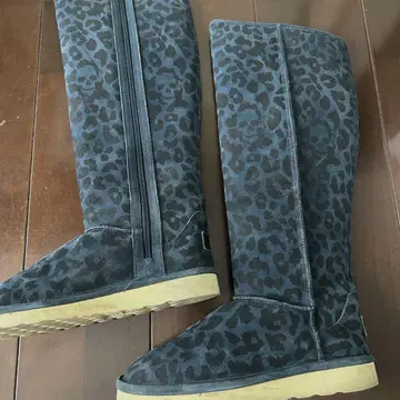 히스테릭글래머 롱 부츠 23.5 레어 스컬 레오파드