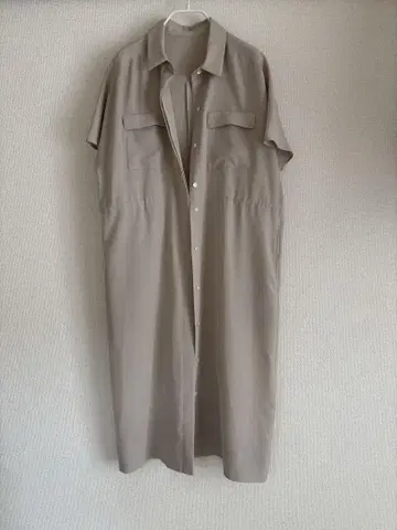 soeju 소쥬 베이지 롱 셔츠 원피스 반팔 페티코트 포함