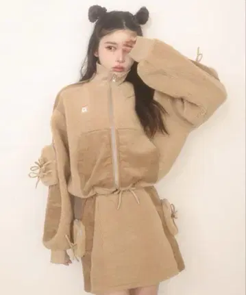다리치 보아 콤비 리본 포켓 미니 스커트 상하의 세트 판매
