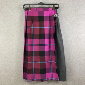 O'NEIL of DUBLIN 울 패치워크 퀼트 스커트 핑크
