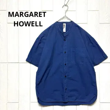 새상품급 MARGARET HOWELL 코튼 린넨 반팔 셔츠 블루 M
