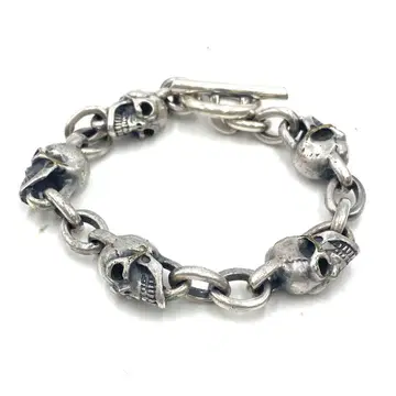 실버 925 팔찌 뱅글 해골 스컬 바이커