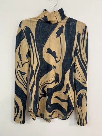 Marble Print Jersey High Neck Top