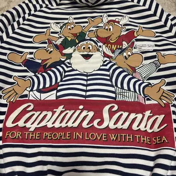 빈티지 Captain Santa 집업 보더 후드티 M