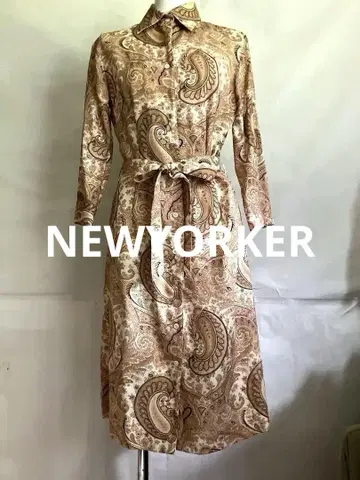 NEWYORKER 페이즐리 무늬 실크 혼방 7부 소매 원피스
