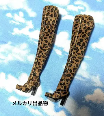 패브릭 소재 레오파드 니하이 부츠 바비 인형