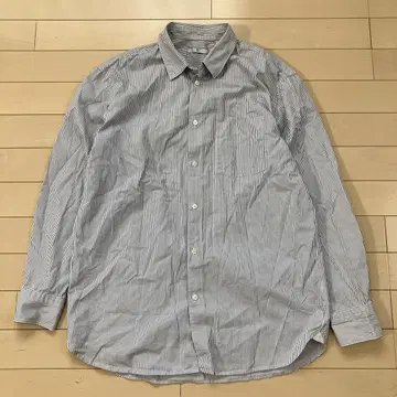 8.25 UNIQLO 유니클로 긴팔 셔츠 스트라이프 블루 M