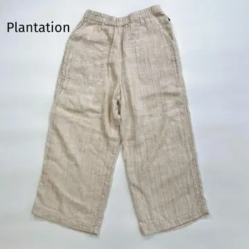 Plantation 거즈 소재 와이드 이지 팬츠 아이보리 허리밴딩