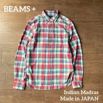 BEAMS+ 인디안 마드라스 체크 BD 긴팔 셔츠