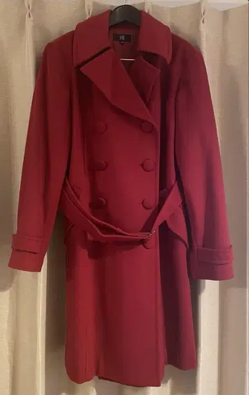 캐시미어 & 양모 롱 코트 11호 여성용 빨간색