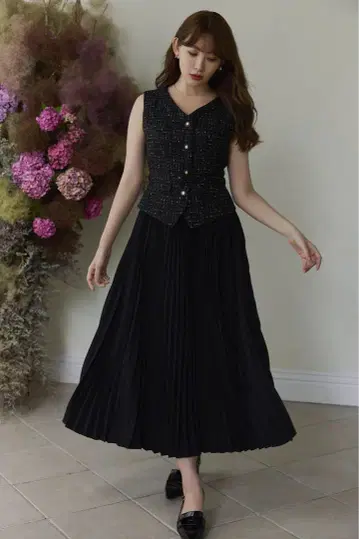새상품급 Siena Pleated Docking Dress