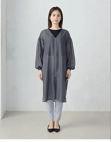 COMME CA ISM 컴사이즈 시어 롱 겉옷 블루종