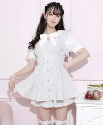 노에미 NOEMIE 아가씨 소매 레이스 트위드 레이어드 스타일 세트