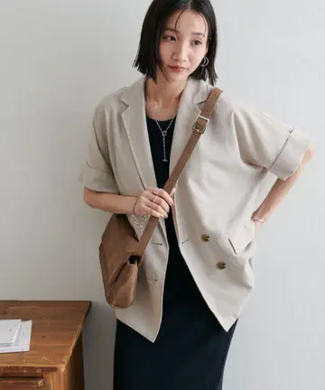 discoat 린넨 라이크 반팔 셔츠 자켓 라이트 그레이