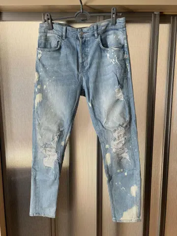 남성용 ZARA 데미지 데님 팬츠 사이즈 32