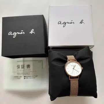 agnes b 에네스베 팜 쿼츠 손목시계 핑크 골드