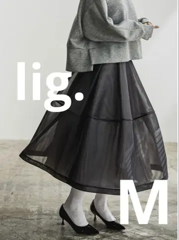 lig. 리그 도트 시어 볼륨 스커트 그레이 M