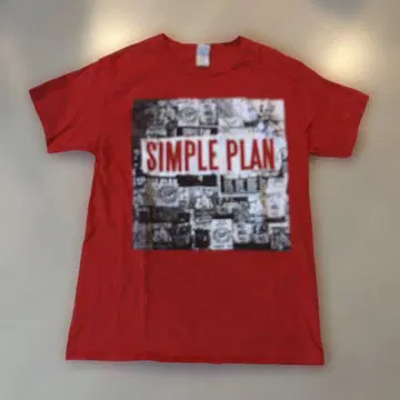SIMPLE PLAN 레드 T셔츠 오른쪽 소매 얼룩 있음