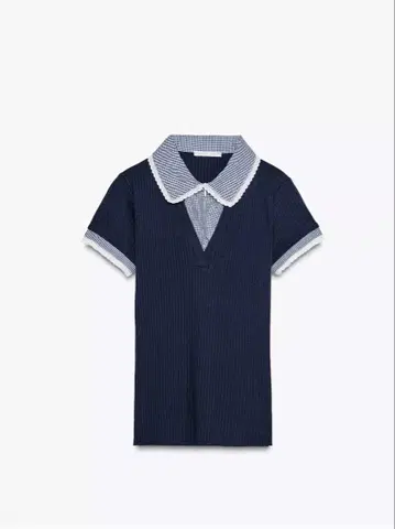 ZARA 피터팬 칼라 리브 T셔츠