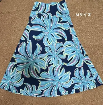 Ocean Blue Bird 플라댄스 하와이안 2way 스커트 M