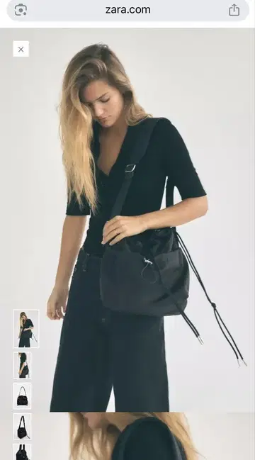 ZARA 나일론 복조리 백 블랙