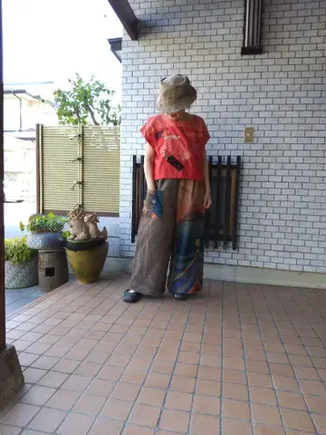 감물 염색 깃발 팬츠