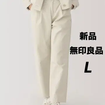 미사용 새상품! [무인양품] 코듀로이 팬츠 턱 와이드 팬츠 스트레치 L
