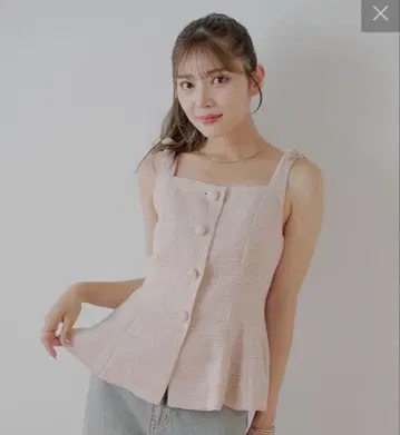 프론트 버튼 트위드 페플럼 베스트