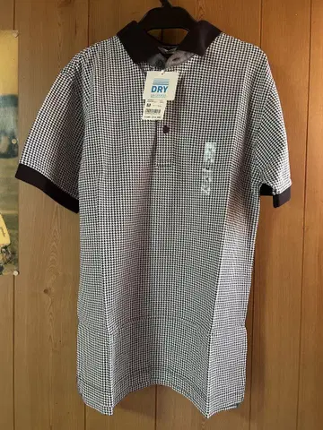 UNIQLO M 사이즈 화이트 블랙 체크 피케 셔츠