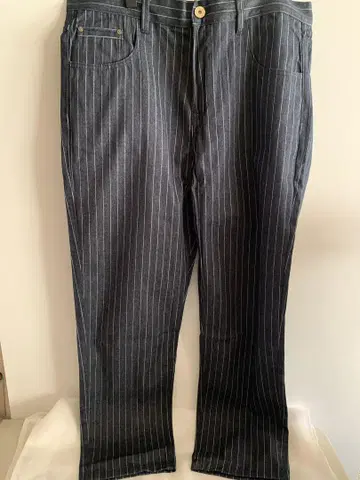 karaku 남성 스트라이프 팬츠 사이즈 34인치 블루 인디고