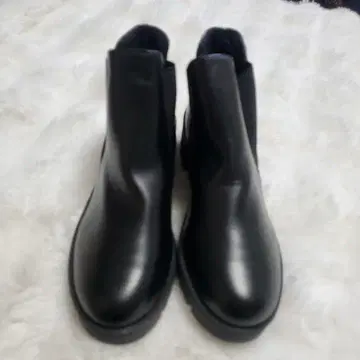 발수 레인 신발 블랙 사이드 고어 부츠 합성 피혁 22.0cm