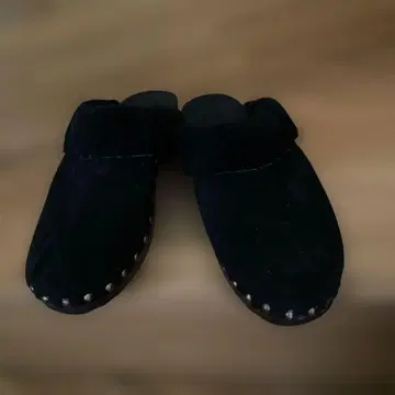 최종 가격 인하 보사보 스터드 장식 블랙 스웨이드 사보 우드 밑창 7