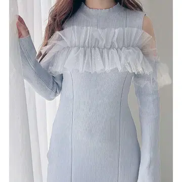MERCURYDUO 튤 도킹 플레어 머메이드 원피스