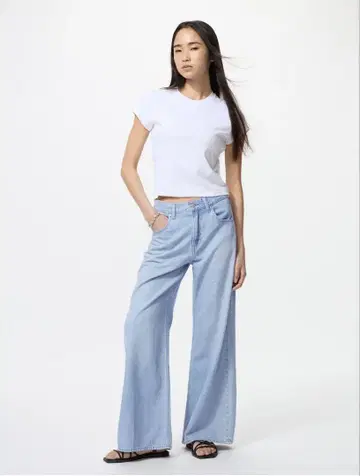 드레이프 와이드 플레어 청바지 22인치