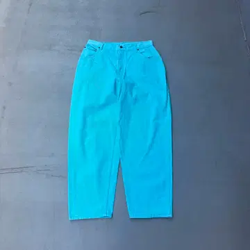 90년대 vintage 스카이블루 배기 팬츠 데님 컬러 데님 청바지 무지
