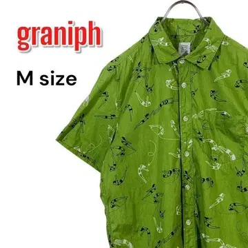 graniph 그라니프 반팔 셔츠 M 사이즈 올 패턴 수영 다이빙 그린
