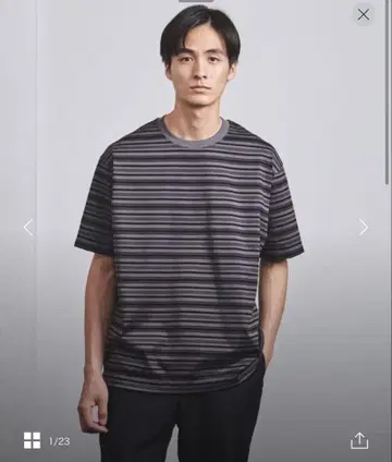 [새상품급] UNITED ARROWS 밀라노 리브 멀티 보더 티셔츠 L