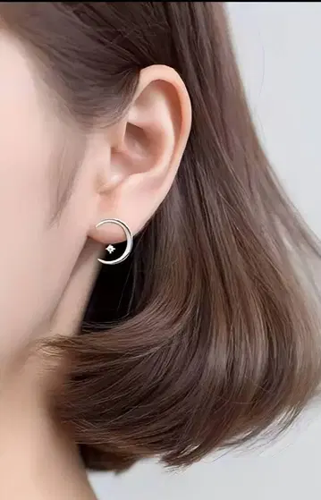 silver925 알레르기 대응 moonlight 달과 별 귀걸이