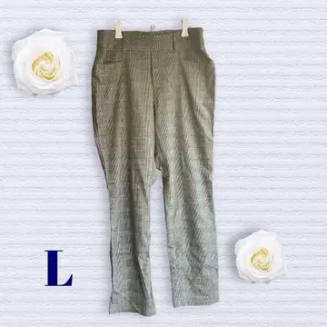 여성용 캐주얼 팬츠 L 사이즈 체크 허리밴딩 오피스