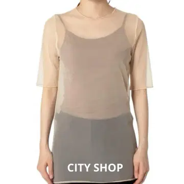 새상품급 CITY SHOP S-SL MESH 티셔츠 베이지