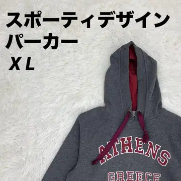 후드티 후드 스포티 디자인 그레이 XL 사이즈 남녀 공용