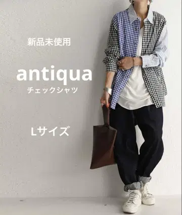 미사용 새상품 antiqua 체크 셔츠