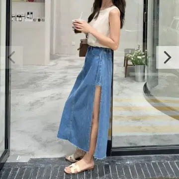 DENIM SLIT SKIRT 벌스데이배쉬