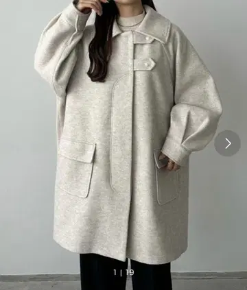 callautia 스텐 칼라 오버 미들 코트 아이보리