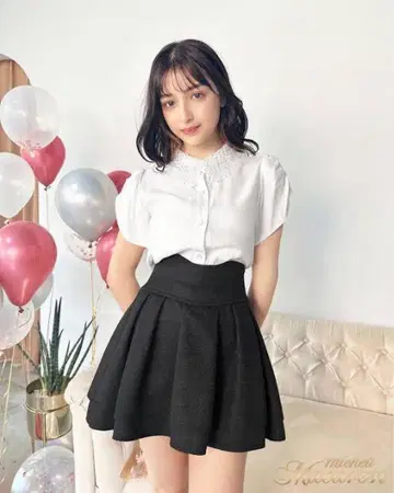 미셸 마카롱 트위드 스커트 XS 블랙