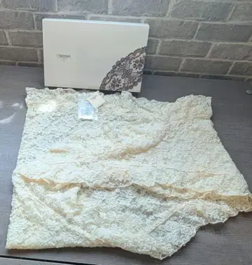 미사용 치카자와 레이스 아이보리 숄 스톨 80 x 230cm
